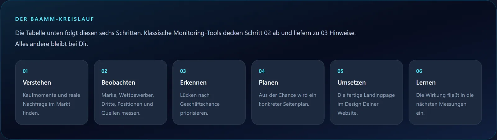 Der BAAMM-Kreislauf: von Verstehen und Beobachten bis Planen, Umsetzen und Lernen